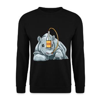 Lustiges Nashorn mit Korn - Unisex Pullover - Schwarz - Vorne - Alina (178cm) & Michal (187cm)