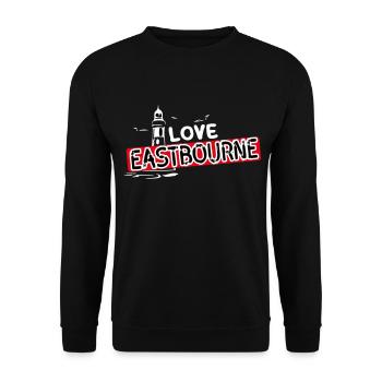 Love Eastbourne Leuchtturm - Unisex Pullover - Schwarz - Vorne - Alina (178cm) & Michal (187cm)