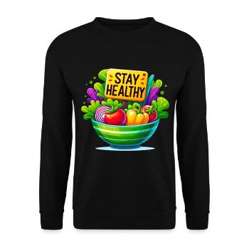 Frische Salatschüssel mit gesunder Botschaft - Unisex Pullover - Schwarz - Vorne - Alina (178cm) & Michal (187cm)