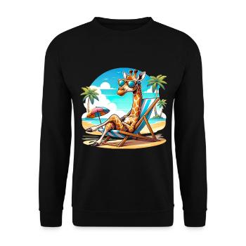 Urlaub Glückseligkeit Giraffe Faul für einen - Unisex Pullover - Schwarz - Vorne - Alina (178cm) & Michal (187cm)