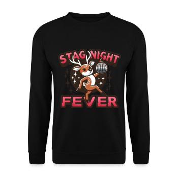 Junggesellenabschied Fever Disco Hirsch Spaß - Unisex Pullover - Schwarz - Vorne - Alina (178cm) & Michal (187cm)