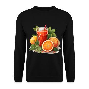 Blutorange Orange Saft Blutorangensaft - Unisex Pullover - Schwarz - Vorne - Alina (178cm) & Michal (187cm)
