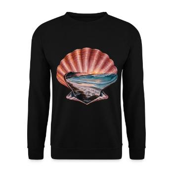 Muschel Strand Szene Serene Ozean Landschaft - Unisex Pullover - Schwarz - Vorne - Alina (178cm) & Michal (187cm)