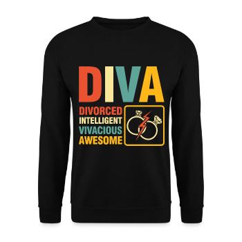 Diva Divorced Inteligent Vivacious Awesome - Unisex Pullover - Schwarz - Vorne - Alina (178cm) & Michal (187cm)