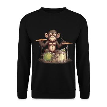 Affe Schlagzeug Trommeln - Unisex Pullover - Schwarz - Vorne - Alina (178cm) & Michal (187cm)