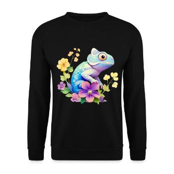 Niedliches Chamäleon Leguan für - Unisex Pullover - Schwarz - Vorne - Alina (178cm) & Michal (187cm)
