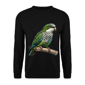 Quäker Papagei Mönch Sittich - Unisex Pullover - Schwarz - Vorne - Alina (178cm) & Michal (187cm)
