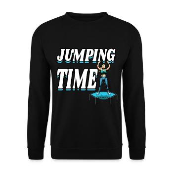 Jumping Trampolin Trendsport Fitness Damen Sport - Unisex Pullover - Schwarz - Vorne - Alina (178cm) & Michal (187cm)