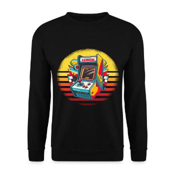 Retro Arcade Game Videospiel für Gamer - Unisex Pullover - Schwarz - Vorne - Alina (178cm) & Michal (187cm)