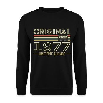 Original 1977 Vintage rétro anniversaire Vintage - Sweat-shirt Unisexe - noir - Devant - Alina (178cm) & Michal (187cm)