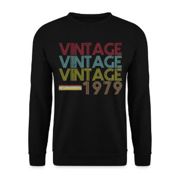 Vintage 1979 Geburtstag - Unisex Pullover - Schwarz - Vorne - Alina (178cm) & Michal (187cm)