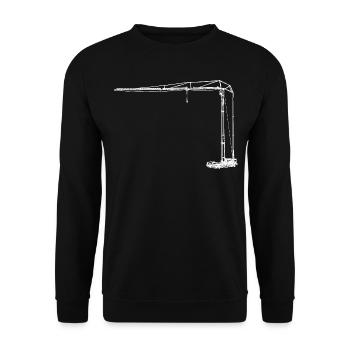 Faltkran aufgebaut weiß Kran crane - Unisex Pullover - Schwarz - Vorne - Alina (178cm) & Michal (187cm)
