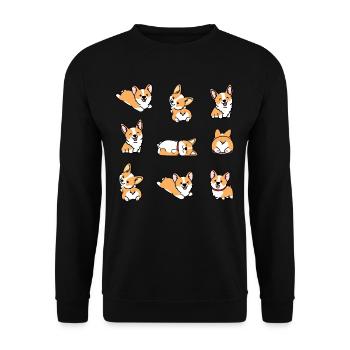 Kawaii Corgi - Unisex Pullover - Schwarz - Vorne - Alina (178cm) & Michal (187cm)