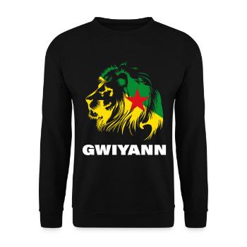 Tee shirt Guyane lion - Sweat-shirt Unisexe - noir - Devant - Alina (178cm) & Michal (187cm)