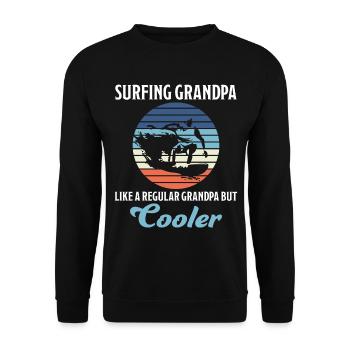 Surfer Opa Surfen Surfbrett Wellen Surf Geschenk - Unisex Pullover - Schwarz - Vorne - Alina (178cm) & Michal (187cm)