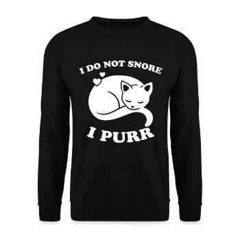 Ronron ronflement Drôle Dire Cadeau de chat - Sweat-shirt Unisexe - noir - Devant - Alina (178cm) & Michal (187cm)