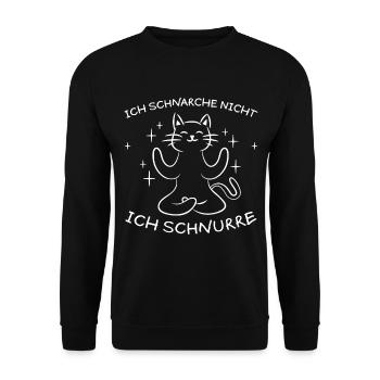 Schnurren Schnarchen Lustige Spruch Katze Geschenk - Unisex Pullover - Schwarz - Vorne - Alina (178cm) & Michal (187cm)