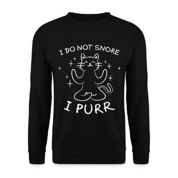 Purring Snoring Funny Saying Cat Gift - Unisex Sweatshirt - black - Front - Alina (178cm) & Michal (187cm)