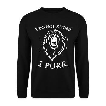 Purring Lion Funny Saying Sleeping Gift - Unisex Sweatshirt - black - Front - Alina (178cm) & Michal (187cm)