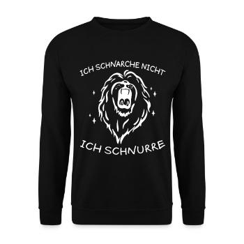 Schnurren Löwe Lustiger Spruch Schlafen Geschenk - Unisex Pullover - Schwarz - Vorne - Alina (178cm) & Michal (187cm)