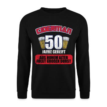 Ciderman 50 Jahre Geburtstag Apfelwein Äppelwoi - Unisex Pullover - Schwarz - Vorne - Alina (178cm) & Michal (187cm)