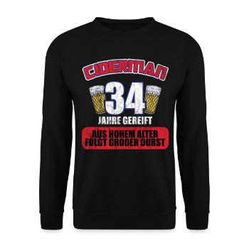 Ciderman 34 Jahre Geburtstag Apfelwein Äppelwoi - Unisex Pullover - Schwarz - Vorne - Alina (178cm) & Michal (187cm)