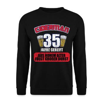 Ciderman 35 Jahre Geburtstag Apfelwein Äppelwoi - Unisex Pullover - Schwarz - Vorne - Alina (178cm) & Michal (187cm)