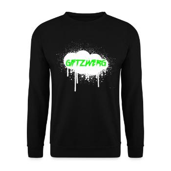 Giftzwerg Graffiti Schriftzug in Sprayer Wolke - Unisex Pullover - Schwarz - Vorne - Alina (178cm) & Michal (187cm)