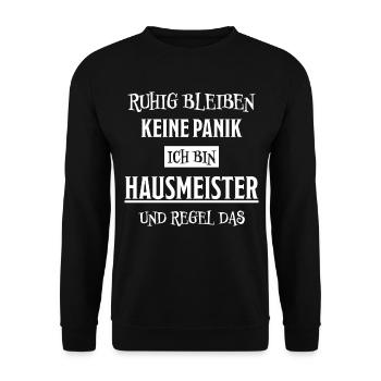 Hausmeister Lustiger Spruch Hausmeister Geschenk - Unisex Pullover - Schwarz - Vorne - Alina (178cm) & Michal (187cm)