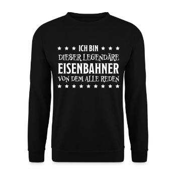 Eisenbahner Spruch Eisenbahn Lokführer Geschenk - Unisex Pullover - Schwarz - Vorne - Alina (178cm) & Michal (187cm)