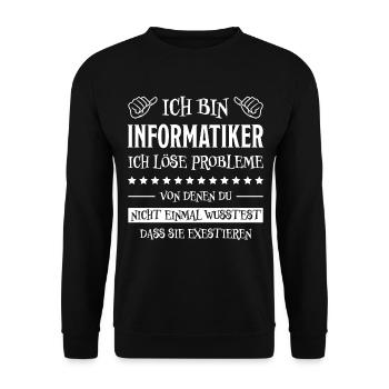 Informatiker Lustig Spruch Programmierer Geschenk - Unisex Pullover - Schwarz - Vorne - Alina (178cm) & Michal (187cm)