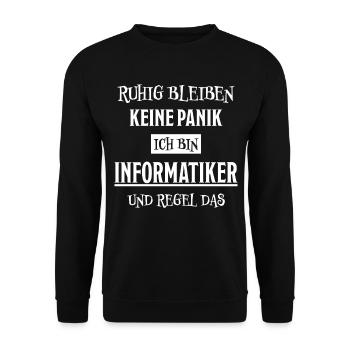 Informatiker Lustig Spruch Programmierer Geschenk - Unisex Pullover - Schwarz - Vorne - Alina (178cm) & Michal (187cm)