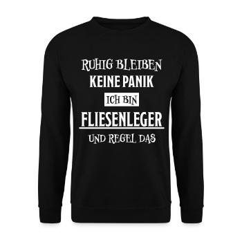 Fliesenleger Lustig Spruch Job Bodenleger Geschenk - Unisex Pullover - Schwarz - Vorne - Alina (178cm) & Michal (187cm)