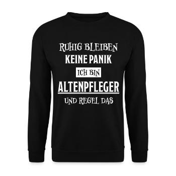 Altenpfleger Lustiger Spruch Altenpfleger Geschenk - Unisex Pullover - Schwarz - Vorne - Alina (178cm) & Michal (187cm)