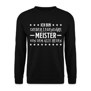 Meister Prüfung Lustiger Spruch Meister Geschenk - Unisex Pullover - Schwarz - Vorne - Alina (178cm) & Michal (187cm)