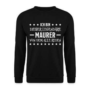 Maurer Lustiger Spruch Baustelle Maurer Geschenk - Unisex Pullover - Schwarz - Vorne - Alina (178cm) & Michal (187cm)
