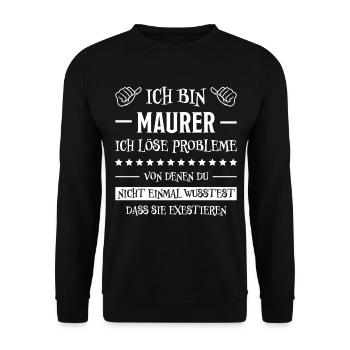 Maurer Lustiger Spruch Baustelle Maurer Geschenk - Unisex Pullover - Schwarz - Vorne - Alina (178cm) & Michal (187cm)