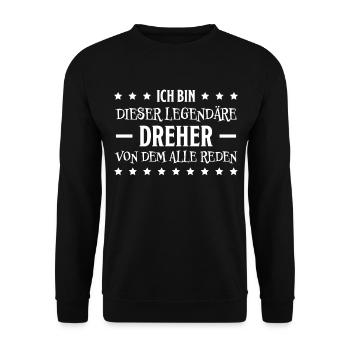 Dreher Fun Spruch Drehmaschinen Dreher Geschenk - Unisex Pullover - Schwarz - Vorne - Alina (178cm) & Michal (187cm)