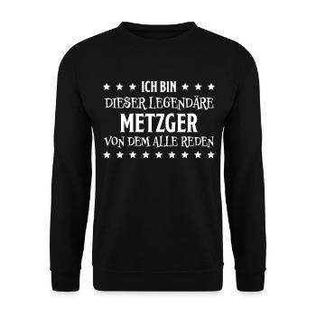 Metzger Beruf Lustiger Spruch Fleischer Geschenk - Unisex Pullover - Schwarz - Vorne - Alina (178cm) & Michal (187cm)