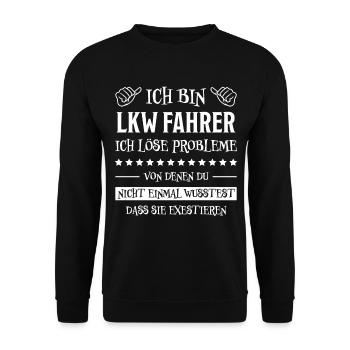 LKW Fahrer Fun Lustiges Spruch LKW Fahrer Geschenk - Unisex Pullover - Schwarz - Vorne - Alina (178cm) & Michal (187cm)