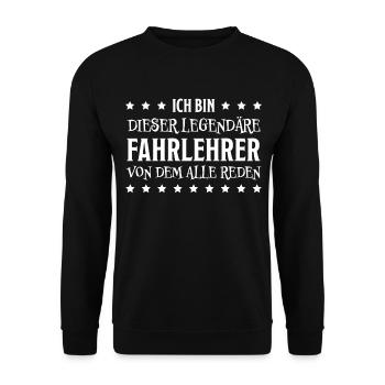 Fahrlehrer Lustige Spruch Fahrschullehrer Geschenk - Unisex Pullover - Schwarz - Vorne - Alina (178cm) & Michal (187cm)