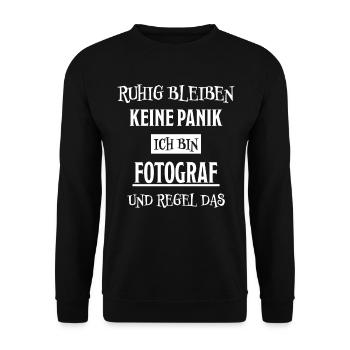 Fotograf Lustiger Spruch Beruf Fotografen Geschenk - Unisex Pullover - Schwarz - Vorne - Alina (178cm) & Michal (187cm)