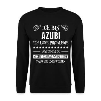 Azubi Witz Spruch Lehrling Auszubildende Geschenk - Unisex Pullover - Schwarz - Vorne - Alina (178cm) & Michal (187cm)