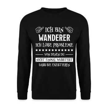 Wanderer Outdoor Lustiger Spruch Wandern Geschenk - Unisex Pullover - Schwarz - Vorne - Alina (178cm) & Michal (187cm)