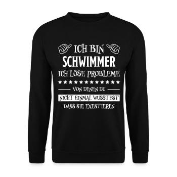 Schwimmer Sport Lustiger Spruch Schwimmen Geschenk - Unisex Pullover - Schwarz - Vorne - Alina (178cm) & Michal (187cm)