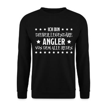 Angler Fisch Hobby Angeln Fische Fun Meer Geschenk - Unisex Pullover - Schwarz - Vorne - Alina (178cm) & Michal (187cm)