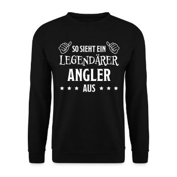 Angler Fisch Hobby Angeln Fische Fun Meer Geschenk - Unisex Pullover - Schwarz - Vorne - Alina (178cm) & Michal (187cm)