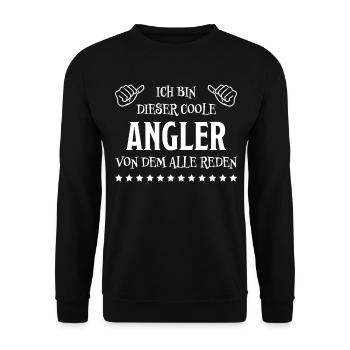 Angler Fisch Hobby Angeln Fische Fun Meer Geschenk - Unisex Pullover - Schwarz - Vorne - Alina (178cm) & Michal (187cm)