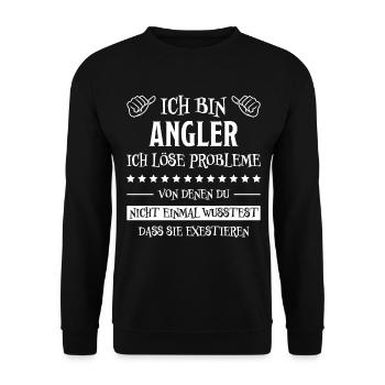 Angler Fisch Hobby Angeln Fische Fun Meer Geschenk - Unisex Pullover - Schwarz - Vorne - Alina (178cm) & Michal (187cm)