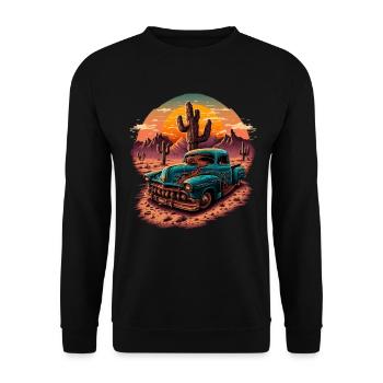 Pick up truck with V8 in the desert of the USA - Unisex Sweatshirt - black - Front - Alina (178cm) & Michal (187cm)